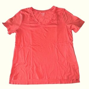 Eddie Bauer Ladies Spiced Coral Cotton/Modal V-Neck Short-Sleeve Tee